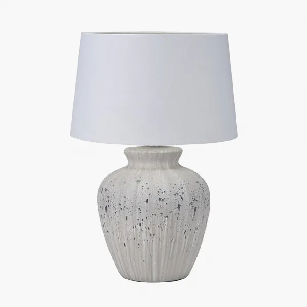 Kalli White and Grey Flecked Ceramic Table Lamp