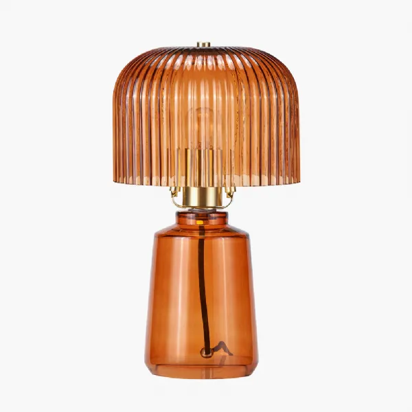 Zandra Orange Ribbed Glass Table Lamp