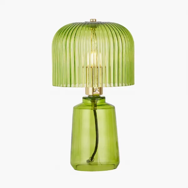 Zandra Spring Green Ribbed Glass Table Lamp
