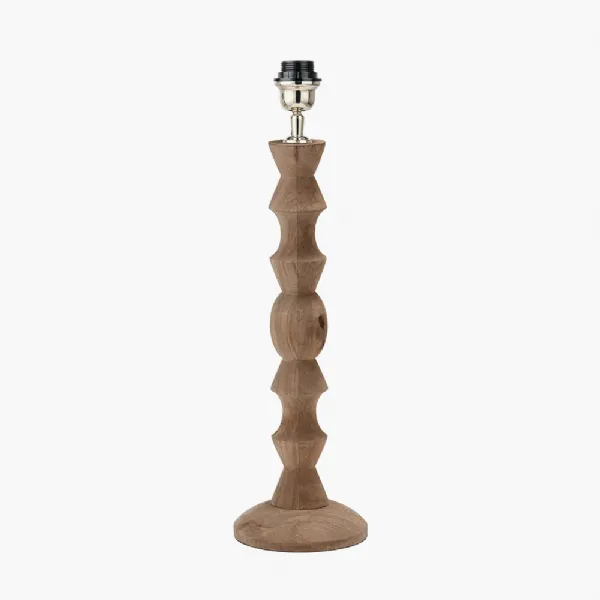Ayra Natural Modernist Large Turned Wood Table Lamp Base