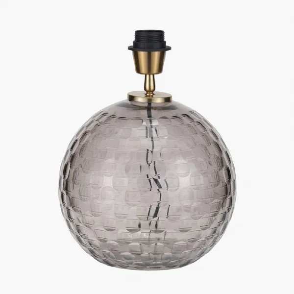 Camille Smoke Grey Circle Design Handcut Glass Table Lamp Base