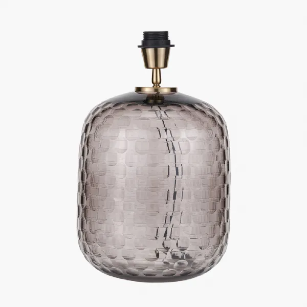 Camille Large Smoke Grey Circle Design Handcut Glass Table Lamp Base