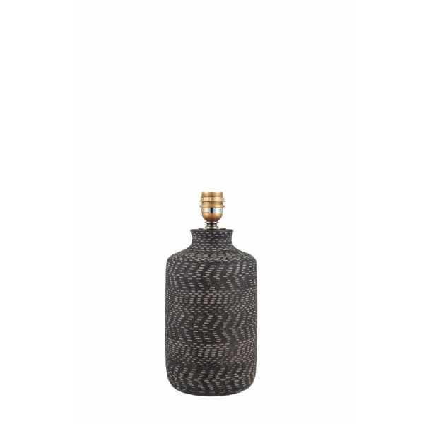 Textured Black Stoneware Table Lamp