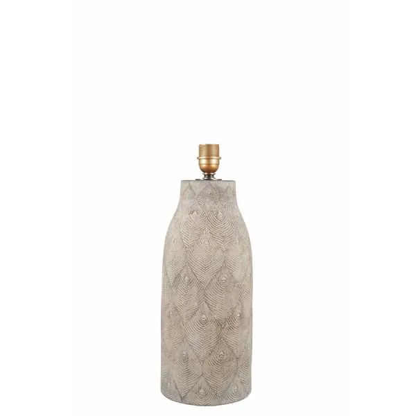 Matt Grey Feather Stoneware Table Lamp