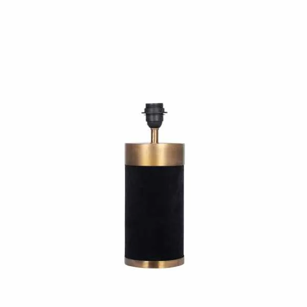 Black Velvet and Antique Gold Metal Table Lamp
