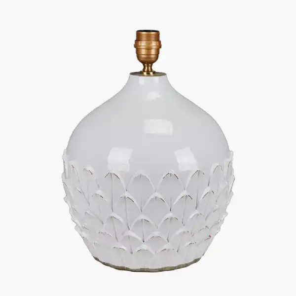 White Curved Terracotta Pot Table Desk Lamp Base