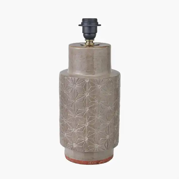 Grey Stoneware Etch Detail Table Lamp