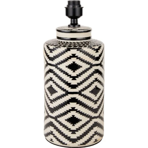 Chirala Black and White Tall Ikat Ceramic Table Lamp