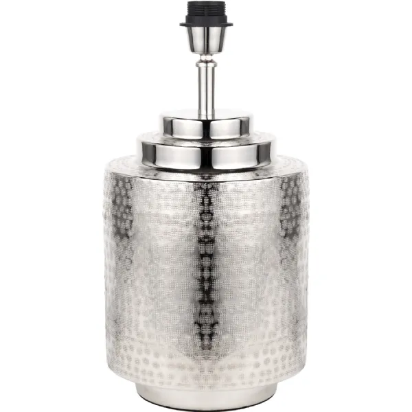 Zuri Shiny Silver Metal Pot Table Lamp