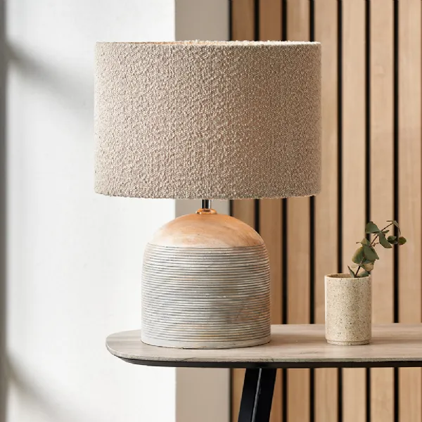 Grey Wood Dome Shaped Table Lamp Base Only
