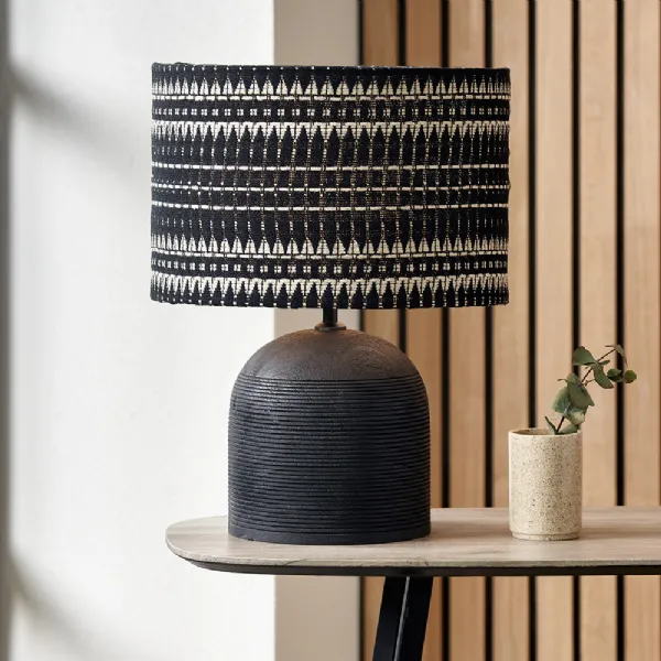 Black Wood Dome Shaped Table Lamp Base Only