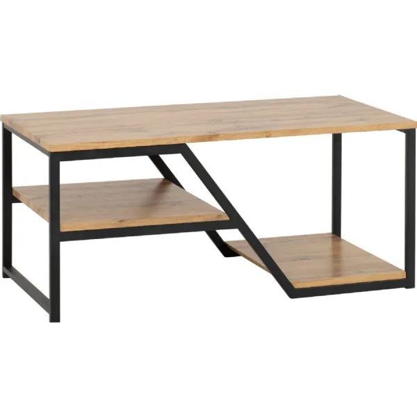 Durham Coffee Table Light Oak Effect Black