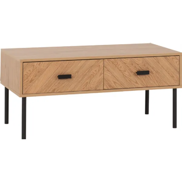 Leon 2 Drawer Coffee Table Medium Oak Effect
