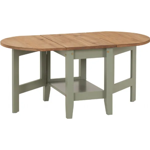 Santos Drop Leaf Coffee Table Green Distressed Waxed Pine