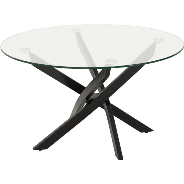 Sheldon Round Coffee Table Clear Glass Black
