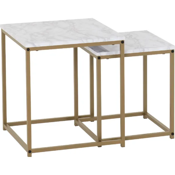 Dallas Nest of 2 Tables Marble Gold Effect