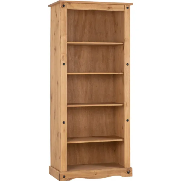 Corona Tall Bookcase Distressed Waxed Pine