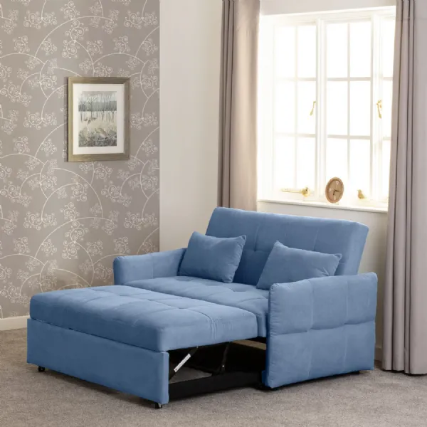 Blue Fabric 2 Seater Sofa Bed