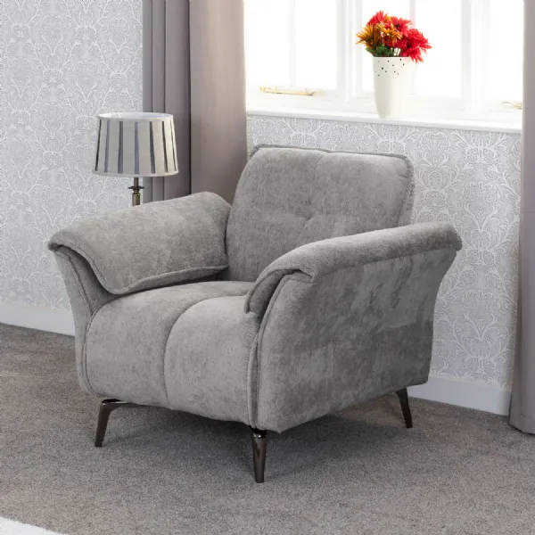 Grey Fabric Arm Chair with Padded Arms