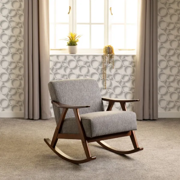 Grey Fabric Rocking Chair with Padded Seat