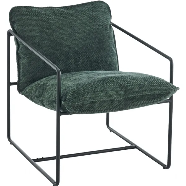 Tivoli Occasional Chair Black Metal Green Fabric
