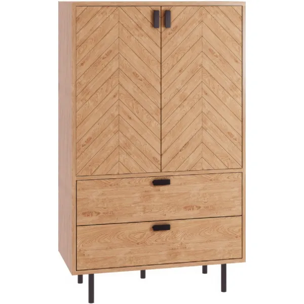 Leon 2 Door 2 Drawer Cabinet Medium Oak Effect