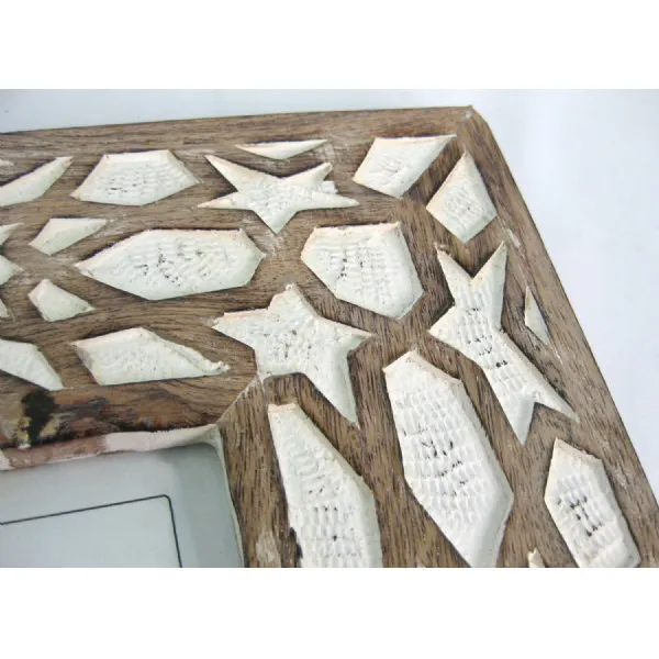 Mango Wood Set 3 Photo Frames Burnt White Finish 39cm