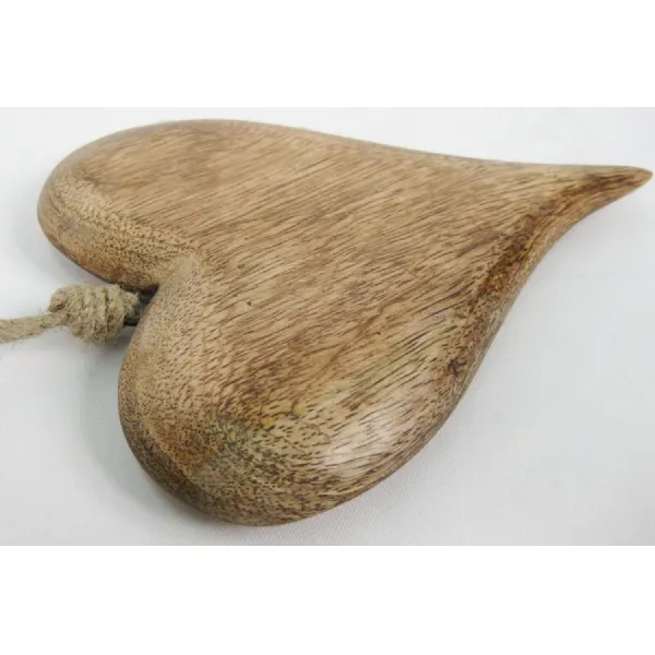 Mango Wood Set Of 2 Hanging Hearts 19cm