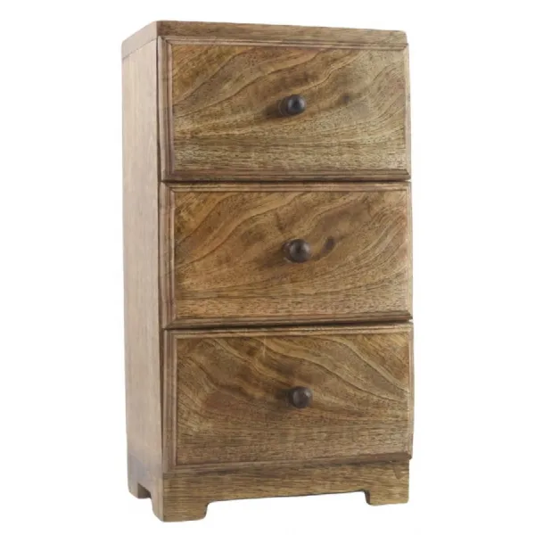 Mango Wood 3 Drawer Plain Chest 28.5cm