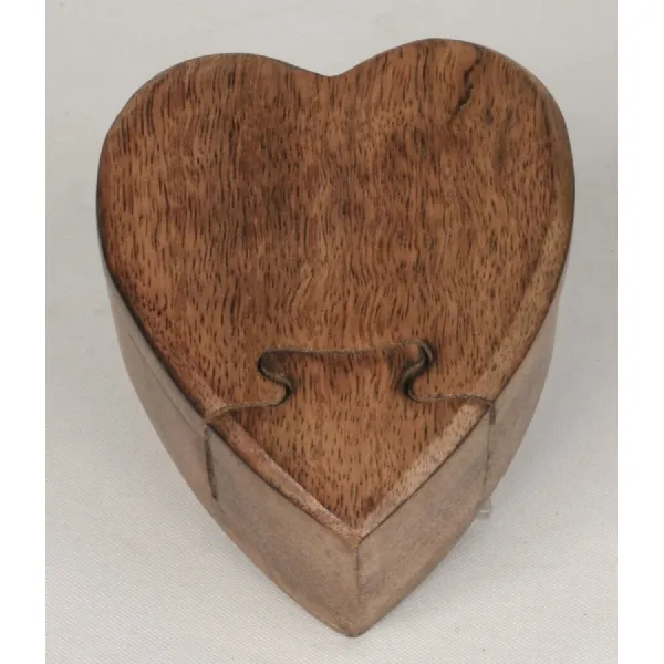 Mango Wood Heart Puzzle Box 11cm