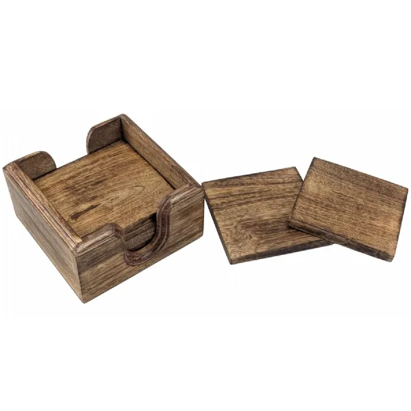 Set of 6 Wooden Plain Coasters 13cm