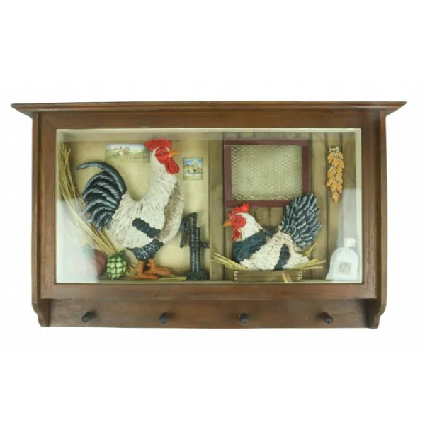 Wooden Kitchen display with hooks 73.5cm