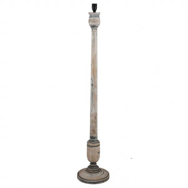 Grey and White Washed Wooden Floor Lamp