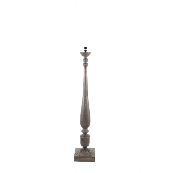 Grey Rustic Turned Wood Traditional Floor Lamp Base