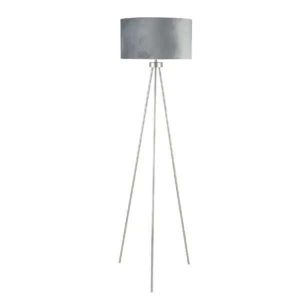 Slim Grey Tripod Floor Lamp Silver Finish