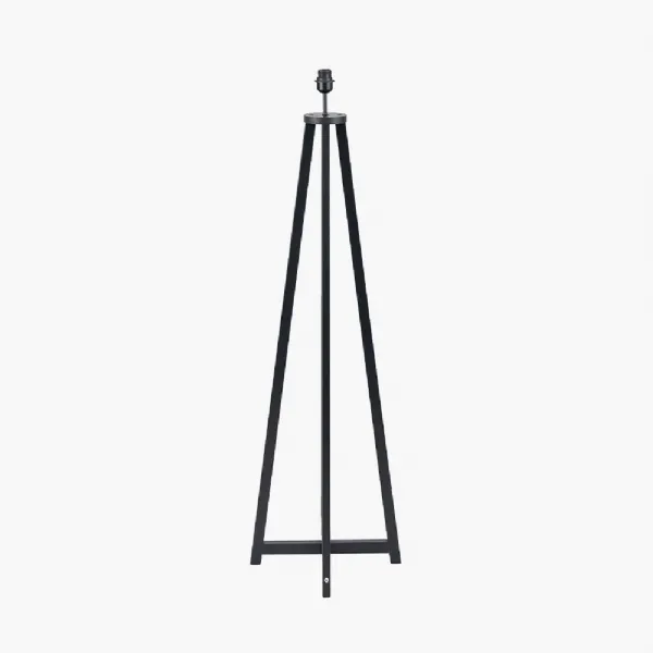 Matt Black Wood Tapered 4 Post Floor Lamp