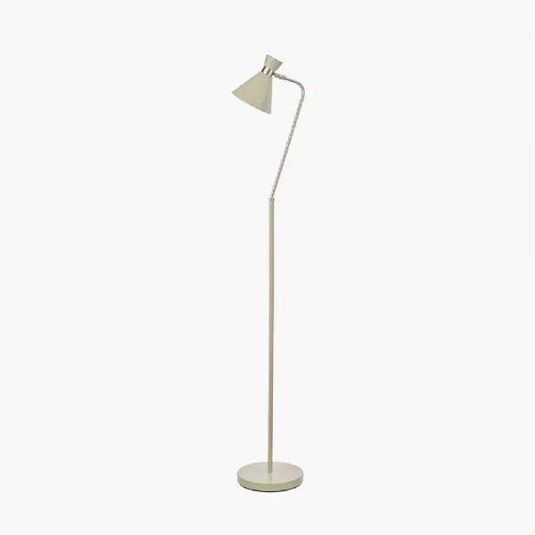 Benedict Sage and Brushed Silver Metal Floor Lamp