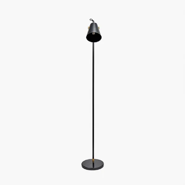 Theia Black and Brushed Brass Task Floor Lamp