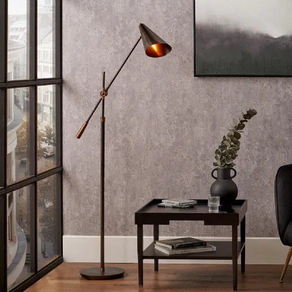 Antique Bronze and Brass Adjustable Task Floor Lamp