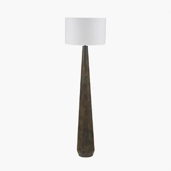 Arbor Verdi Gris Metal Conical Floor Lamp Base with Lino 45cm White Self Lined Linen Cylinder Lampshade
