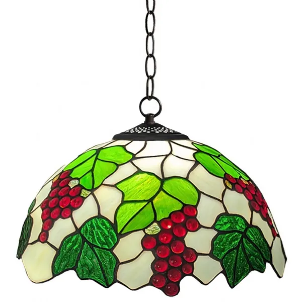 Glass Zinc Alloy Hanging Grape Pendant Lamp 41cm