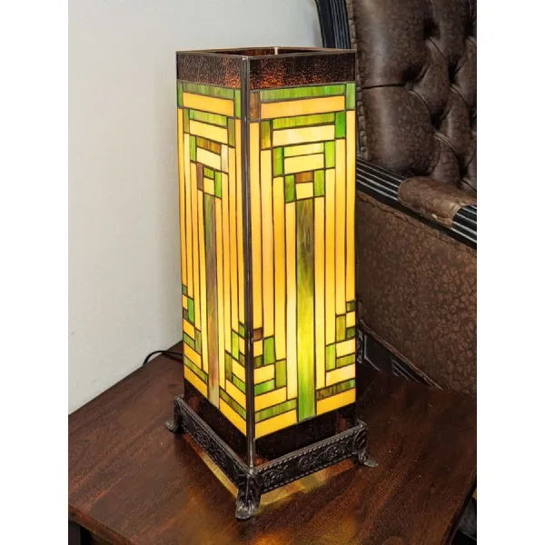 Multicolour Glass Square Art Deco Tiffany Table Lamp 47cm