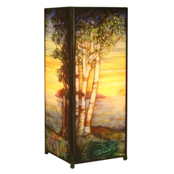 Seaside Sunset Square Lamp Screen Printed 27cm