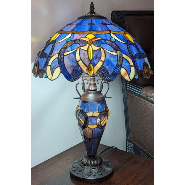 Multi Colour Art Nouveau Design Resin Double Lamp 56cm