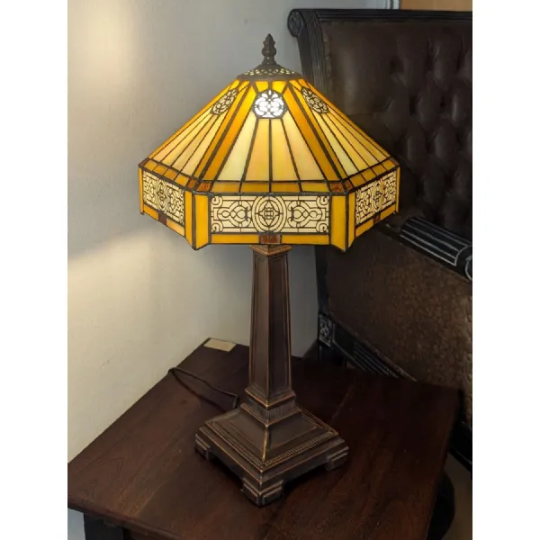Multicoloured Glass Art Deco Style Tiffany Table Lamp 54cm