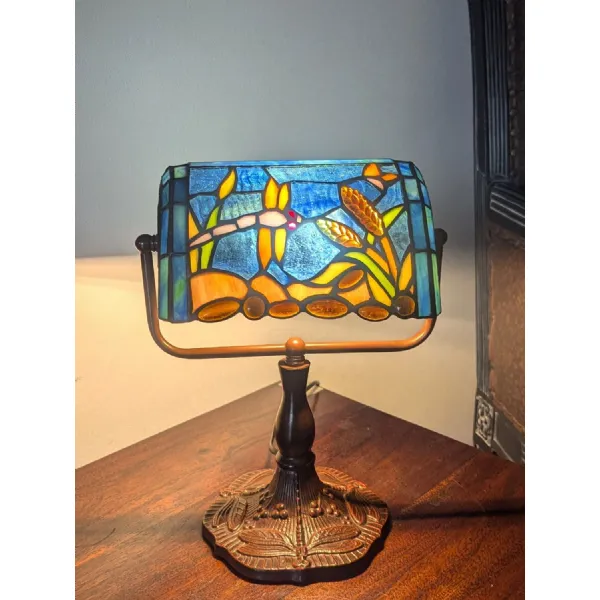 Riverbank Dragonfly Design Bankers Lamp 33cm