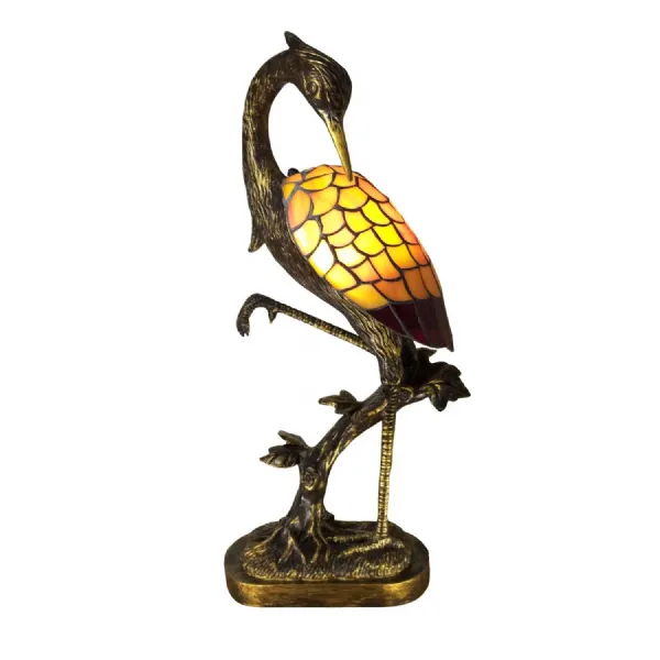 54cm Japanese Crane Head Down Tiffany Lamp Bronze Finish
