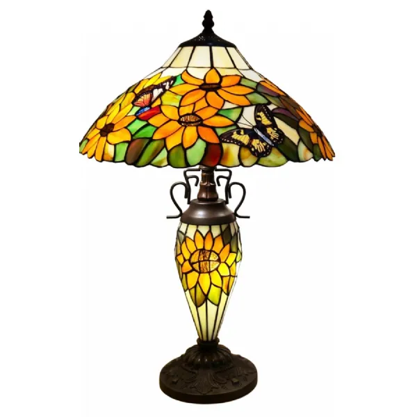 Double Lamp With Resin Base 56cm Medium Sunflower Butterfly Design