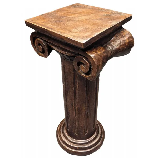 Large Wooden Column Display Stand Carved Detail 76cm