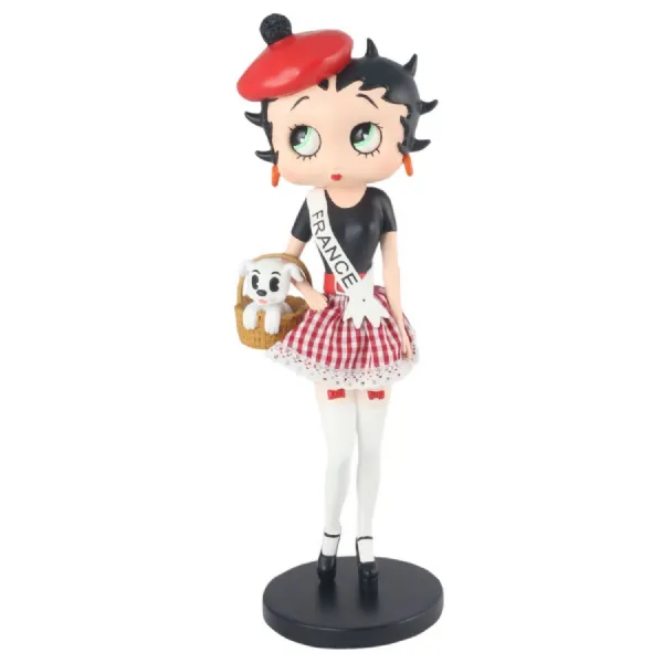 Betty Boop In French Costume 31cm ** With Fabric Checked Skirt **